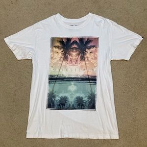 Men's Quiksilver White Large Graphic Design T-Shirt